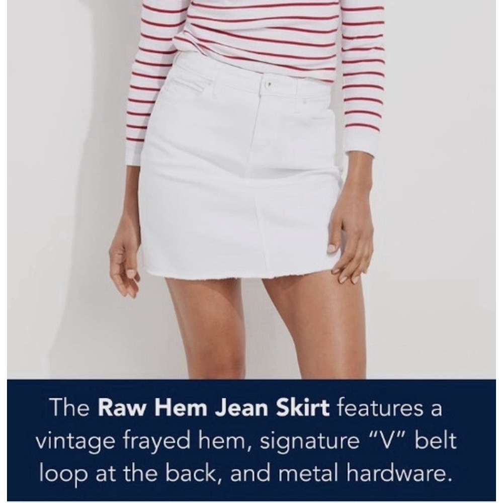 Vineyard Vines White Raw Hem Denim Skirt Size 12 Coastal Classic